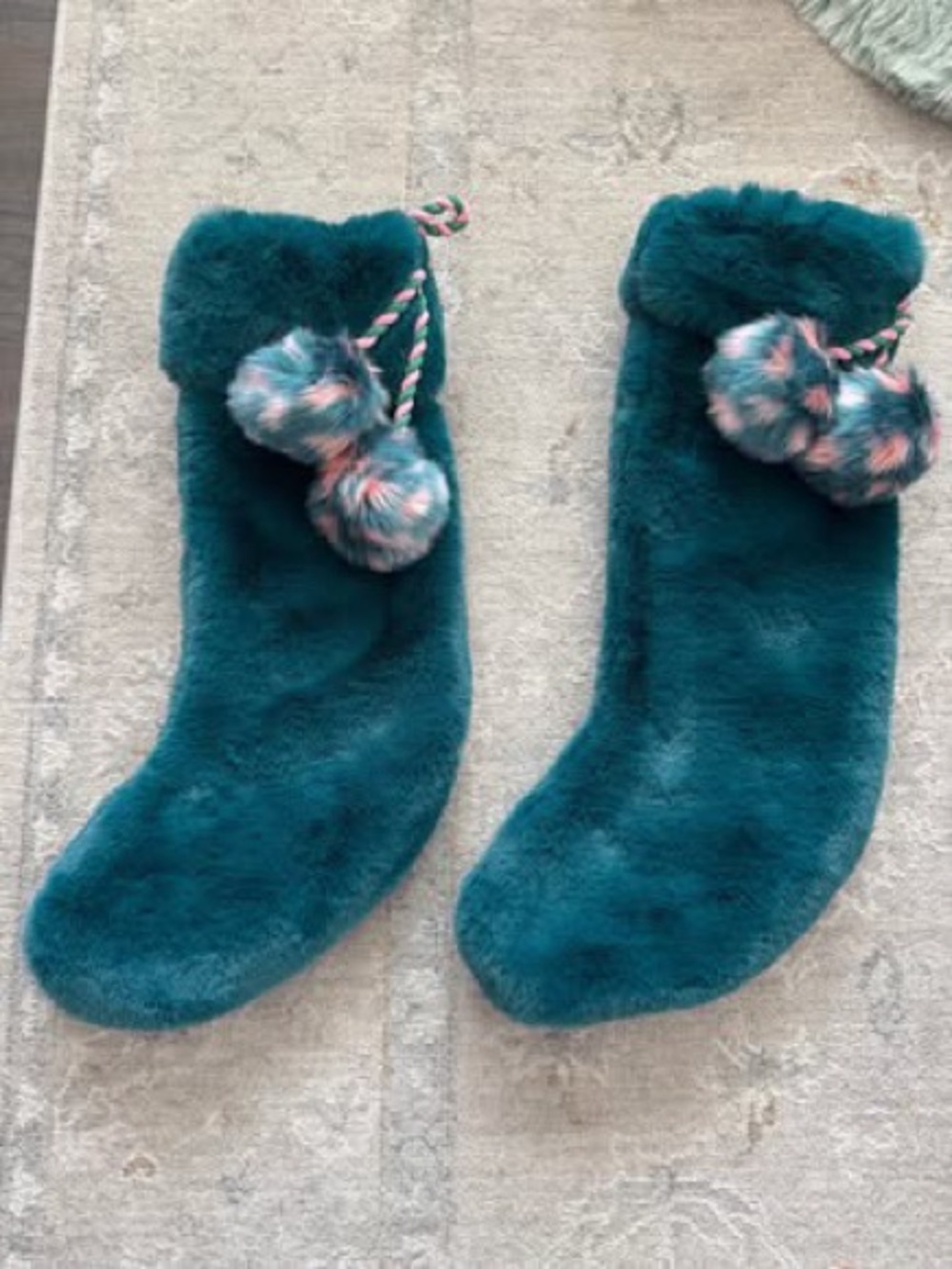 Anthropologie 4 Fuzzy Christmas stockings